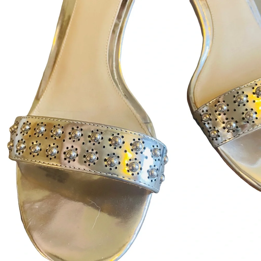 B BRIAN ATWOOD Metallic Studded Ankle Wrap Kendall Sandal - Picture 7 of 10